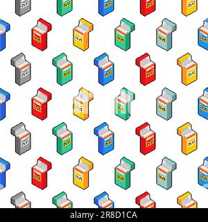 Pack of cigarettes pixel art pattern seamless. 8 bit pixelated background Stock Vector