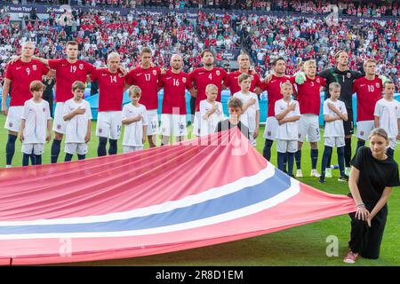 Oslo, Norway 20 June 2023 Norway team line up during the UEFA European Championship qualifying round match between Norway and Cyprus held at the Ullevaal Stadium in Oslo, Norway credit: Nigel Waldron/Alamy Live News Stock Photo