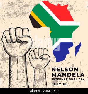 vector design hand drawn nelson mandela international day Stock Vector