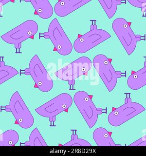 Bird pattern seamless. Cartoon birds background. Ornament of kids fabric Stock Vector