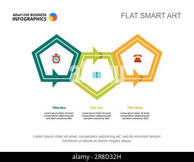 Three Points Workflow Slide Template Stock Vector