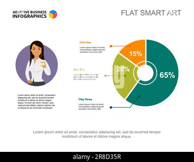 Three Options Pie Chart Slide Template Stock Vector