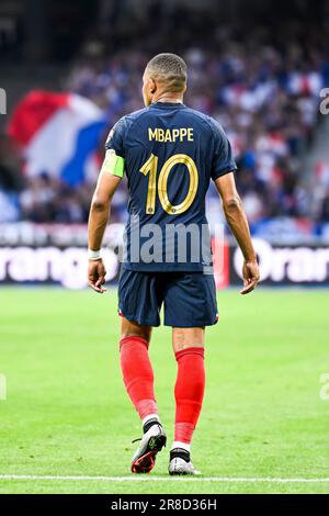 Paris, France. 19th June, 2023. Kylian Mbappe (10) from back during the UEFA Euro 2024 European Qualifiers, football match between France and Greece on June 19, 2023 at Stade de France in Saint-Denis, France. Credit: Victor Joly/Alamy Live News Stock Photo