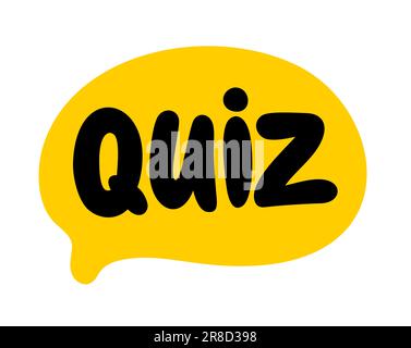 QUIZ GAME ICON. Quiz speech bubble Vector illustration. Question competition game. Doodle style. Trivia time. Questionnaire show logo. Brainy game wor Stock Vector
