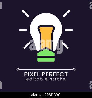 Light bulb pixel perfect RGB color icon for dark theme Stock Vector