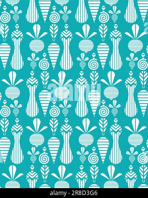 Vegetables geometric pattern seamless. Vegetable background Stock Vector