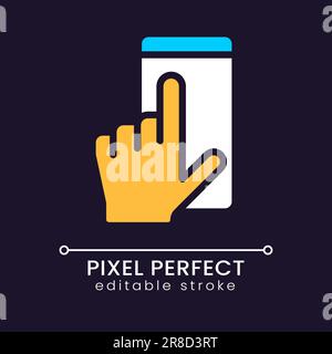Mobile phone using pixel perfect RGB color icon for dark theme Stock Vector