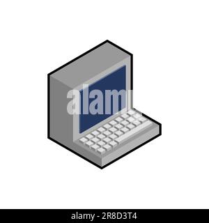 Old computer isometric style isolated. Vector illustration Stock Vector