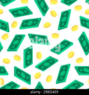 Money isometric style pattern seamless. dollars background. Rich texture Stock Vector