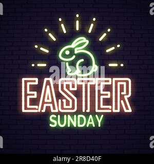 Happy Easter neon lettering Stock Vector