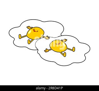 Cartoon fried egg. Scrambled eggs relaxes. Vector illustration Stock Vector