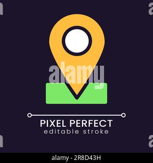Location mark pixel perfect RGB color icon for dark theme Stock Vector
