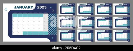 Digital technology desk calendar design template for 2023 year Stock Vector