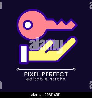 Key pixel perfect RGB color icon for dark theme Stock Vector