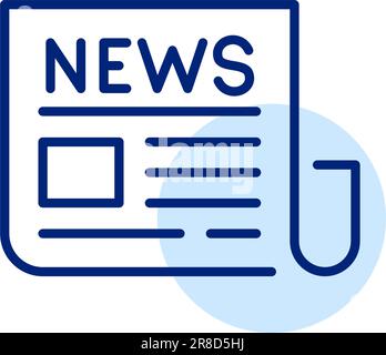 Folded newspaper with word news, text and picture. Periodical mass media publication. Pixel perfect, editable stroke Stock Vector