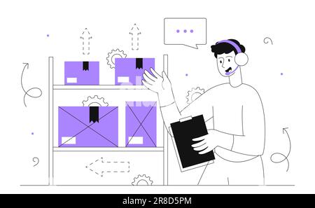 Warehouse voice tasking line concept Stock Vector