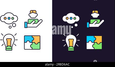 Teamwork pixel perfect light and dark theme color icons set Stock ...