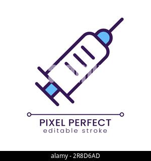 Medical syringe pixel perfect RGB color icon Stock Vector