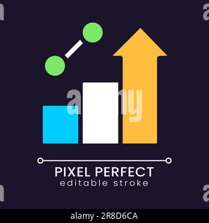 Business growth pixel perfect RGB color icon for dark theme Stock Vector