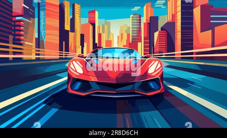 Red car on the road. Vector 3d illustration Stock Vector Image & Art ...