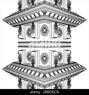 Antique Pillar Vector. Illustration Isolated On White Background. Classic Pylon Pillar Texture Pattern Background. Stock Vector