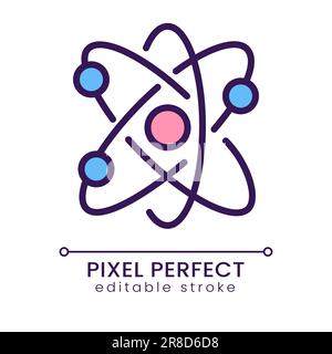 Atom structure pixel perfect RGB color icon Stock Vector