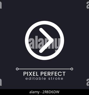 Right direction pointer pixel perfect white linear ui icon for dark theme Stock Vector