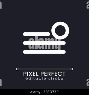 Notification from main menu pixel perfect white linear ui icon for dark theme Stock Vector