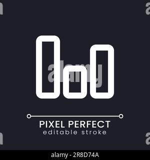 Column chart pixel perfect white linear ui icon for dark theme Stock Vector