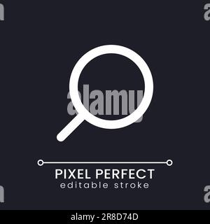 Magnifying glass pixel perfect white linear icon for dark theme Stock ...