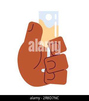 African american hand holding champagne glass semi flat colorful vector hand Stock Vector
