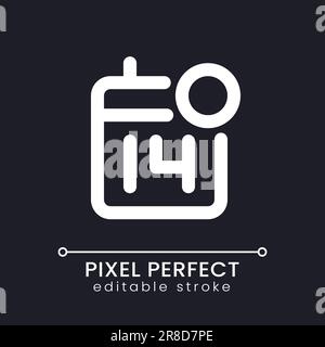 Calendar reminder pixel perfect white linear ui icon for dark theme Stock Vector