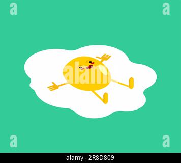 Cartoon fried egg. Scrambled eggs relaxes. Vector illustration Stock Vector