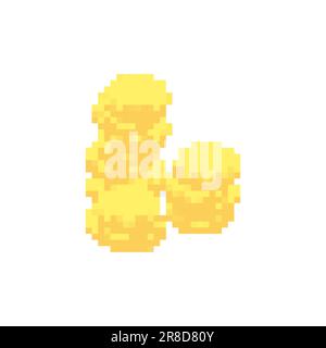 Pixel art coin animation. Game ui golden coins rotation stages, pixel By  WinWin_artlab