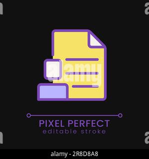 Employee information pixel perfect RGB color icon for dark theme Stock Vector