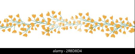 Tulips yellow and orange seamless horizontal border. Stock Vector