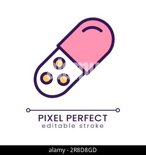 Medicament pixel perfect RGB color icon Stock Vector