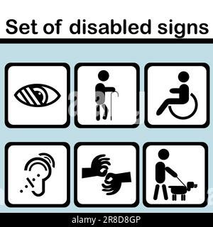 Set of disabled signs Stock Vector