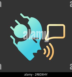 AI speaks gradient glyph icon with lineart for dark theme Stock Vector