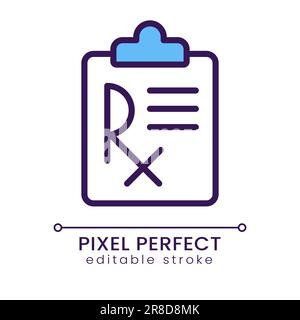 Medical prescription pixel perfect RGB color icon Stock Vector