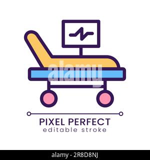 Intensive care bed pixel perfect RGB color icon Stock Vector
