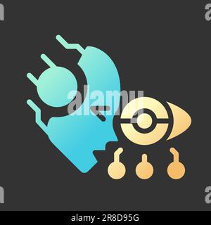AI see gradient glyph icon with lineart for dark theme Stock Vector