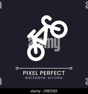 Bicycle pixel perfect white linear ui icon for dark theme Stock Vector