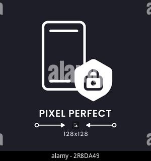 Mobile device security white solid desktop icon Stock Vector
