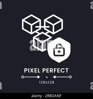 Blockchain security white solid desktop icon Stock Vector