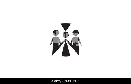 Abstract People symbol, togetherness and community concept design black simple flat icon on white background Stock Vector