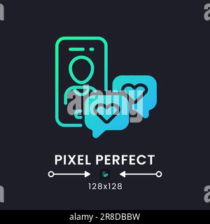 Dating app blue solid gradient desktop icon on black Stock Vector