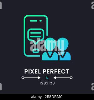 Work communication app blue solid gradient desktop icon on black Stock Vector