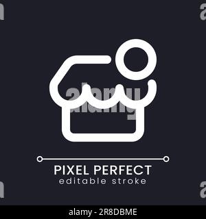 Online shop notification pixel perfect white linear ui icon for dark theme Stock Vector