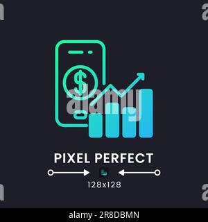 Personal finance app blue solid gradient desktop icon on black Stock Vector